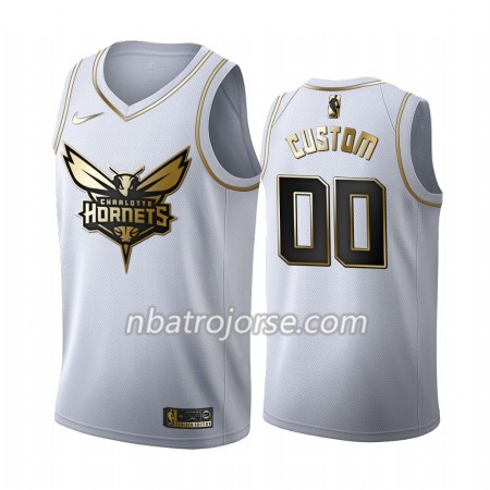 Män Charlotte Hornets Tröja Skräddarsydda 2019-20 Nike Vit Golden Edition Swingman